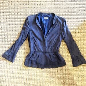 1990s Philosophy di Alberta Ferretti Suede Peplum Jacket – Made in Italy, US 8